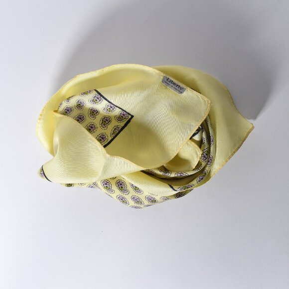 Liberty of London Yellow and Purple Paisley Silk Scarf – Classic Vintage Design - Picture 2 of 4
